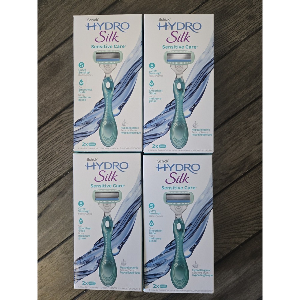 Lot Of 4 SCHICK Hydro Silk Sensitive Care 5 Blades (1 Handle 2 Cartridges Each)